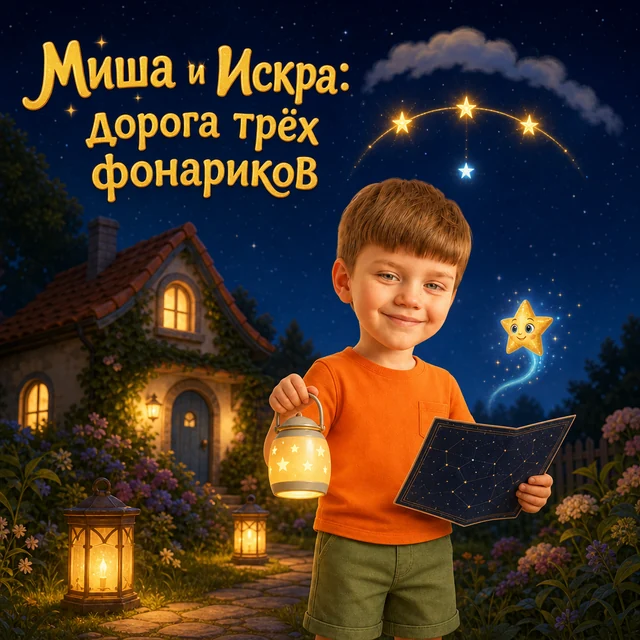 Обложка книги «Миша и Искра: дорога трёх фонариков»