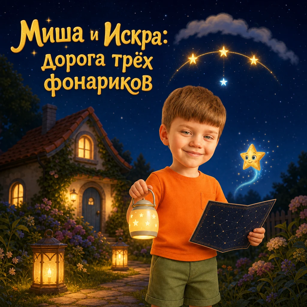 Обложка книги «Миша и Искра: дорога трёх фонариков»
